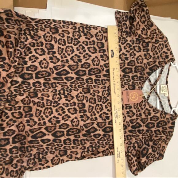 Grace & Emma shirt Leopard Animal Print & Flirty cross cross Top NWT S - Picture 5 of 7
